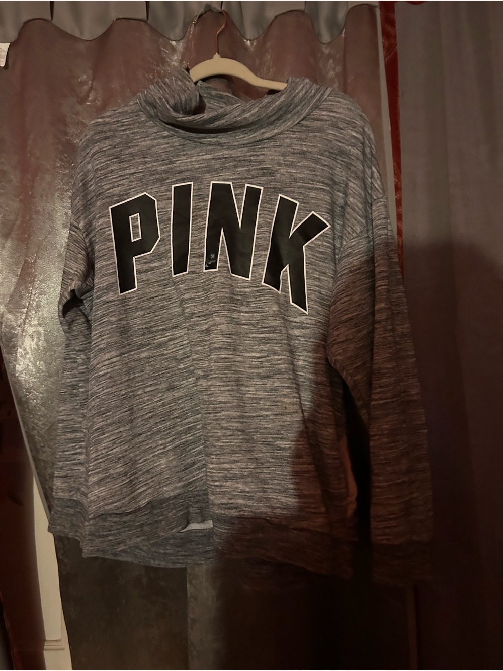 PINK Heather Grey Crewneck with Branded Neckband